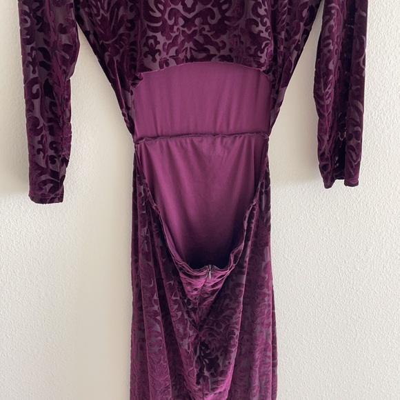 Perfect Night Plum Purple Velvet Print Maxi Dress - Picture 10 of 14